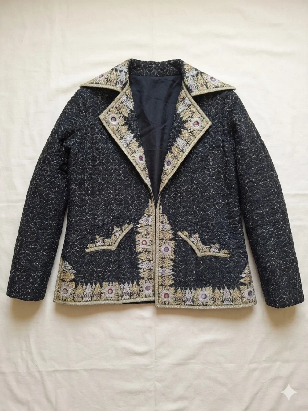 Burlington Aztec Print Quilted Embroidered Coat Jacket Size L